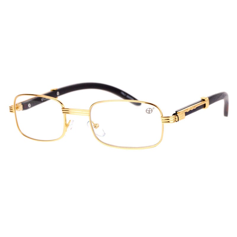 SA106 Art Nouveau Vintage Style Rectangular Metal Frame Eye Glasses Gold - Image 1